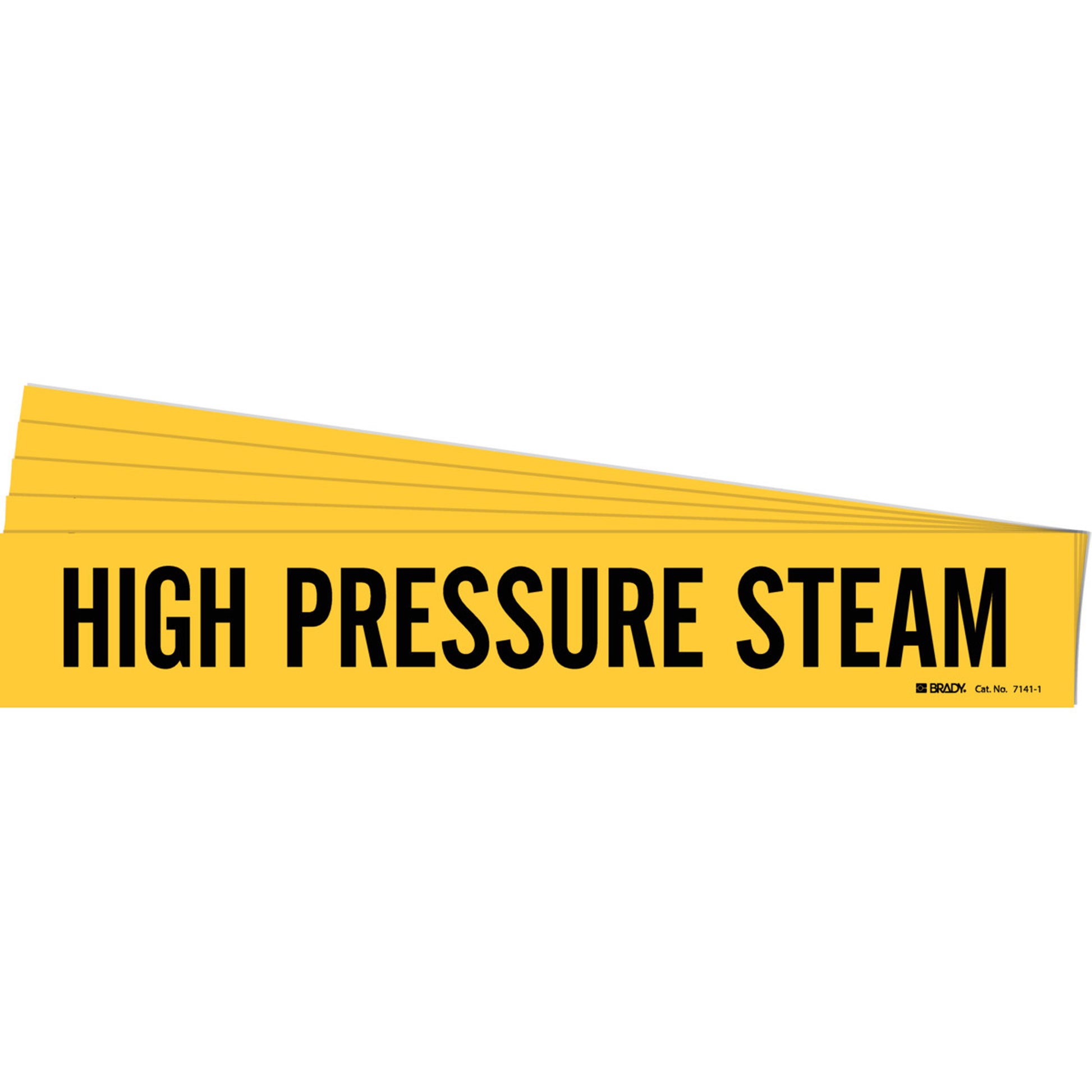Brady "High Pressure Steam" Pipe Markers, Self-Adhesive, 2-1/4" H x 14" W, Black on Yellow
