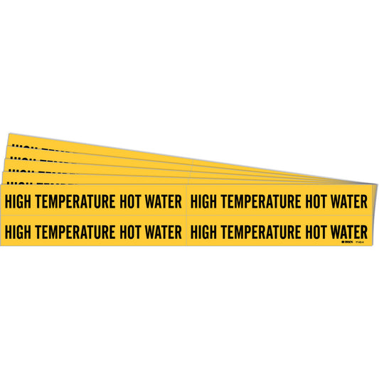 Brady "High Temperature Hot Water" Pipe Markers, Self-Adhesive, 1-1/8" H x 7" W, Black on Yellow