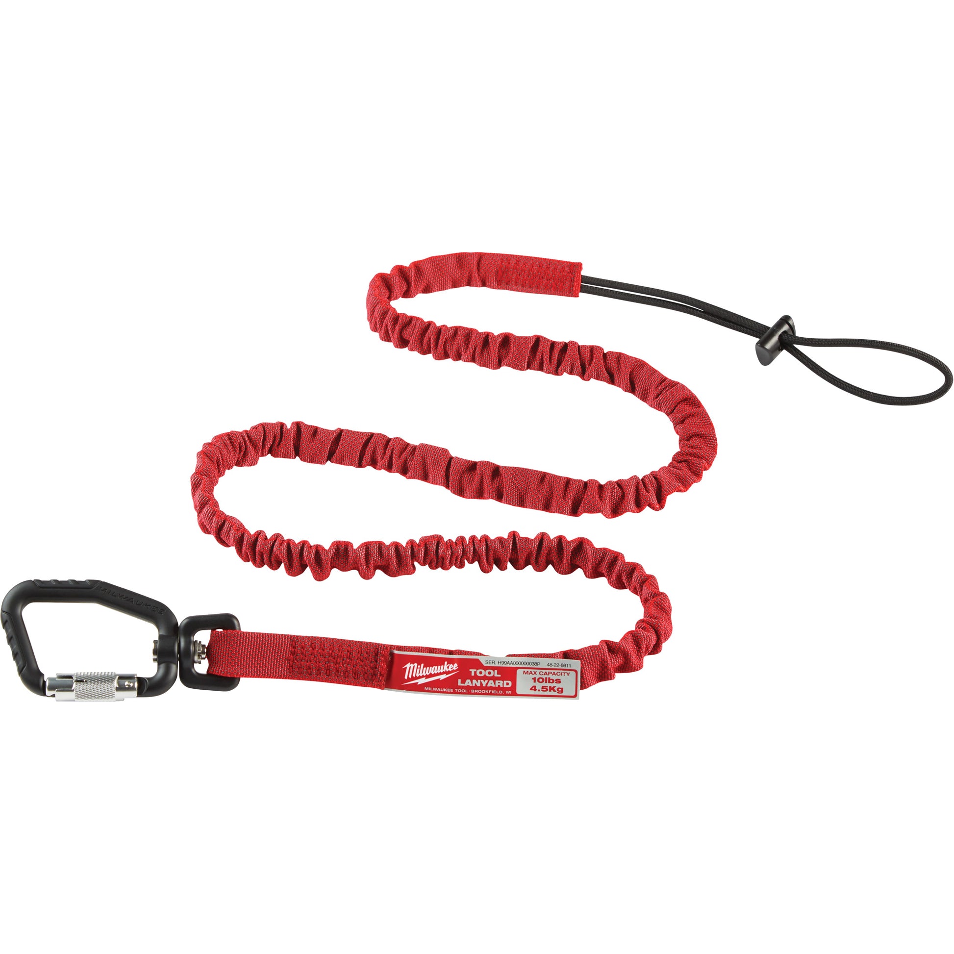 Milwaukee Extended Reach Locking Tool Lanyard, Bungee, Carabiner/Loop