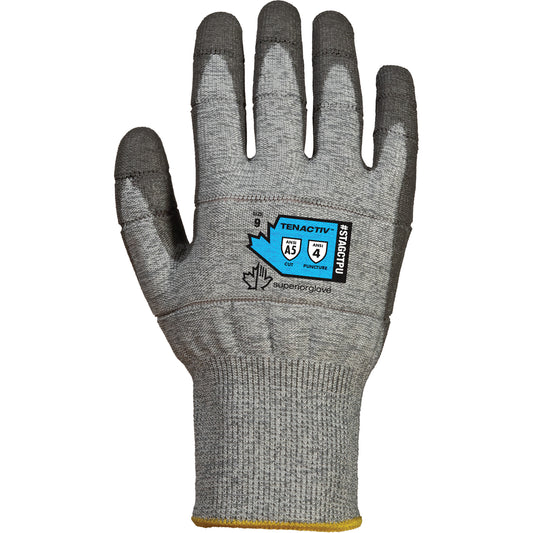 Superior Glove Works Ltd. STAGCTPU Cut-Resistant Gloves, Size 12, 13 Gauge, PVC Coated, TenActiv™ Shell, ASTM ANSI Level A5