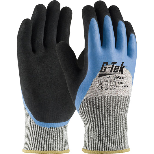 Protective Industrial Products G-Tek® PolyKor® Insulated Cut-Resistant Glove, Size Large, 13 Gauge, Rubber Latex Coated, Engineered Yarn Shell, ANSI/ISEA 105 Level 3