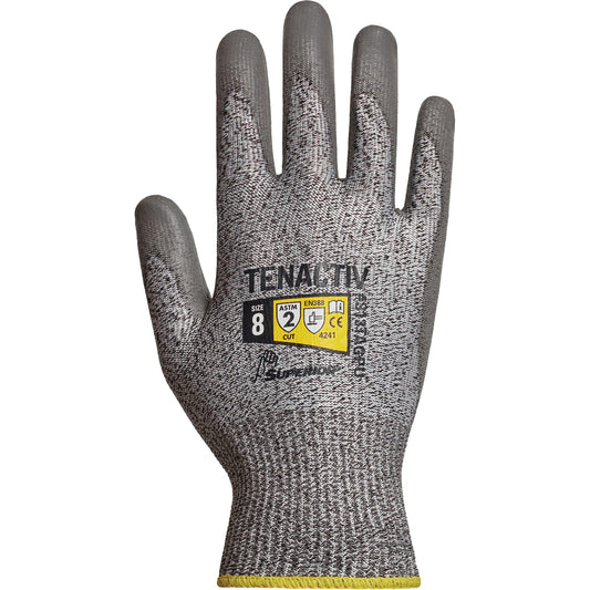 Superior Glove Works Ltd. Cut-Resistant Gloves, Size 2X-Large/11, 13 Gauge, Polyurethane Coated, TenActiv™ Shell, ASTM ANSI Level A2/EN 388 Level 2