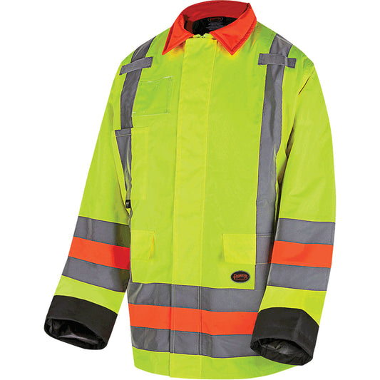 Pioneer 6040 Quebec Winter Traffic Control Jacket, Polyester, High Visibility Lime-Yellow, Medium