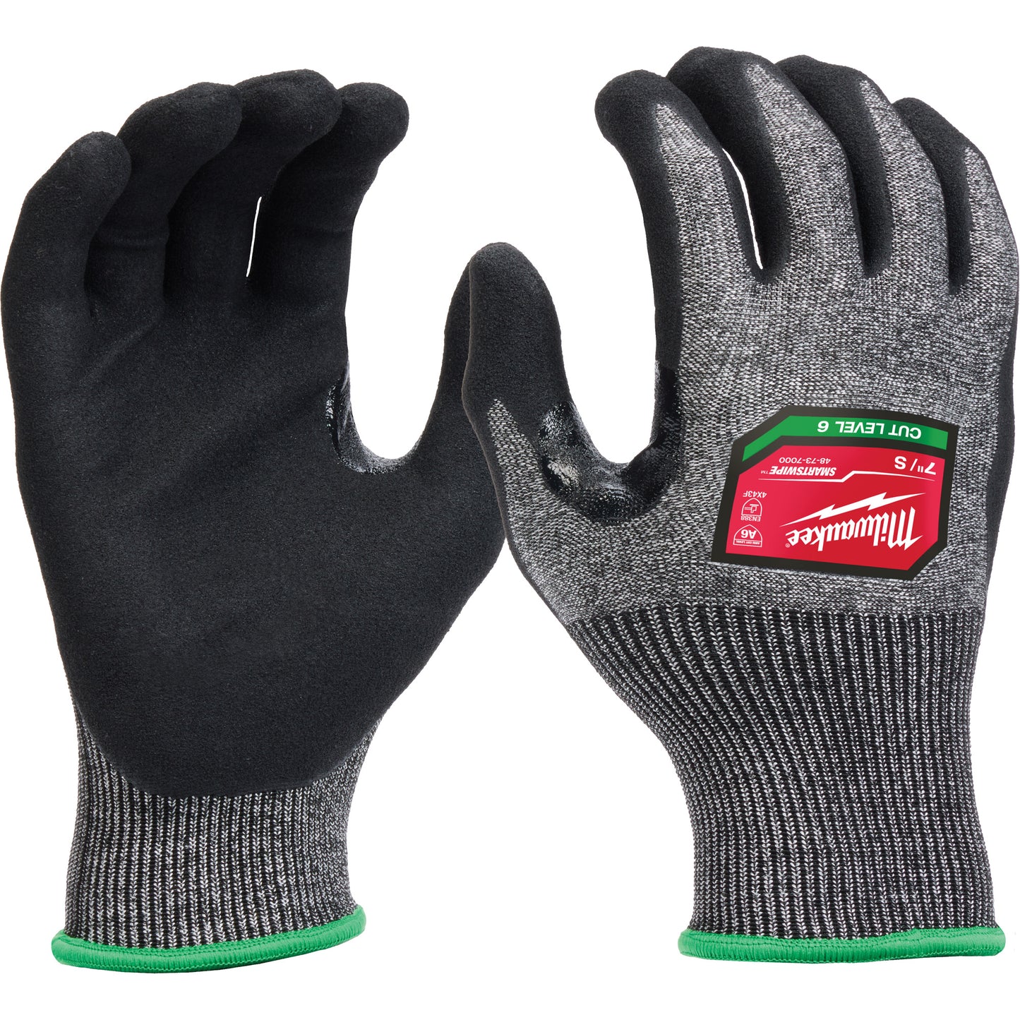 Milwaukee High-Dexterity Dipped Gloves, Size Large, 18 Gauge, Nitrile Coated, Polyethylene Shell, ASTM ANSI Level A6/EN 388 Level F