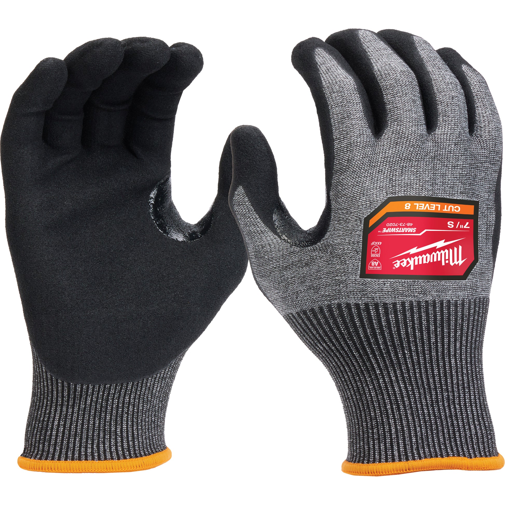 Milwaukee High-Dexterity Dipped Gloves, Size Small, 18 Gauge, Nitrile Coated, Nylon/Polyethylene/Tungsten Shell, ASTM ANSI Level A8/EN 388 Level F