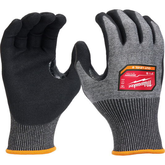 Milwaukee High-Dexterity Dipped Gloves, Size Small, 18 Gauge, Nitrile Coated, Nylon/Polyethylene/Tungsten Shell, ASTM ANSI Level A8/EN 388 Level F