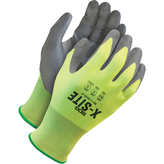 Bob Dale Gloves X-Site® Cut-Resistant Touch-Screen Gloves, Size 2X-Large/11, 21 Gauge, Polyurethane Coated, HPPE Shell, ASTM ANSI Level A3