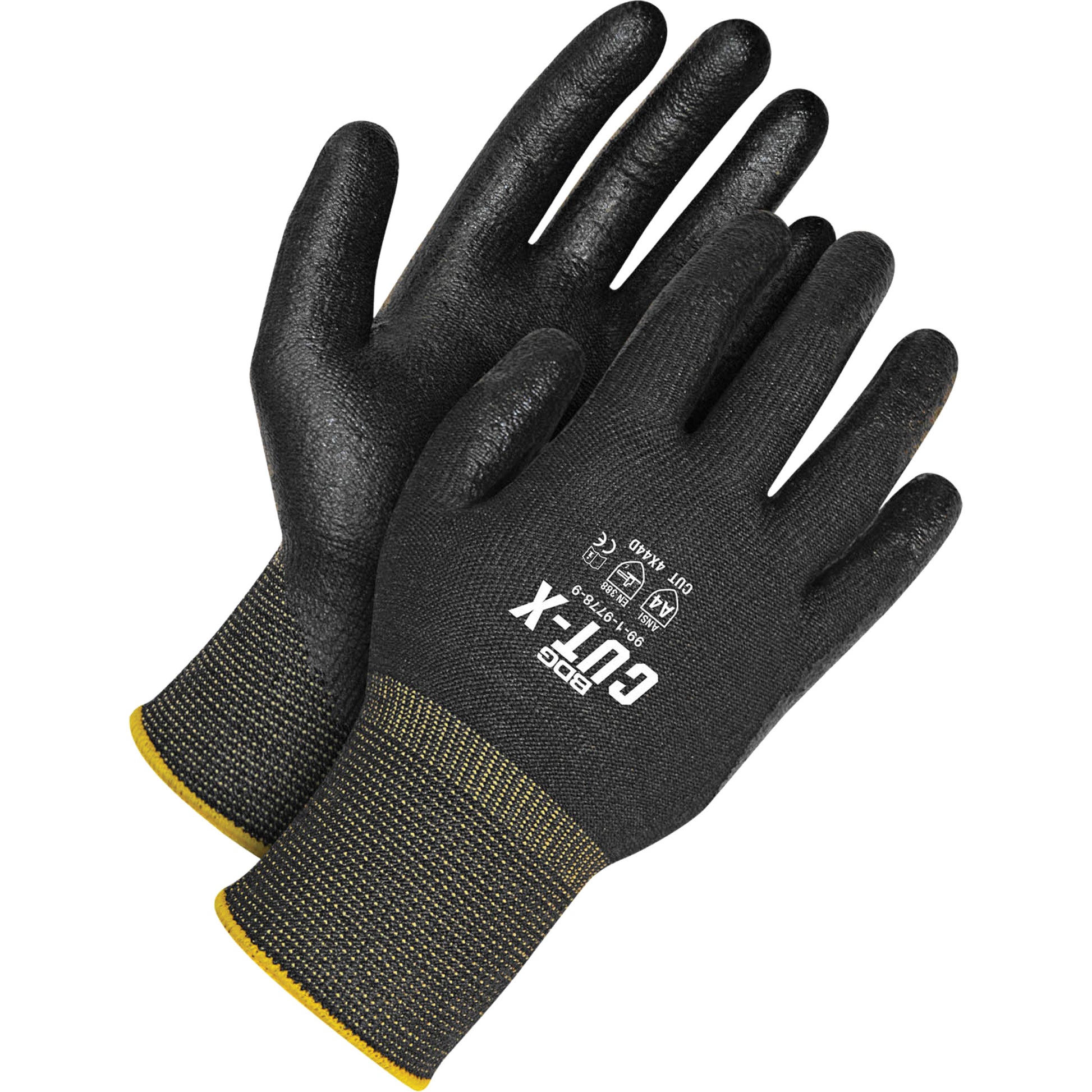 Bob Dale Gloves Cut-X™ Coated Cut-Resistant Gloves, Size X-Large/10, 13 Gauge, Foam Nitrile Coated, HPPE Shell, ASTM ANSI Level A4/EN 388 Level D