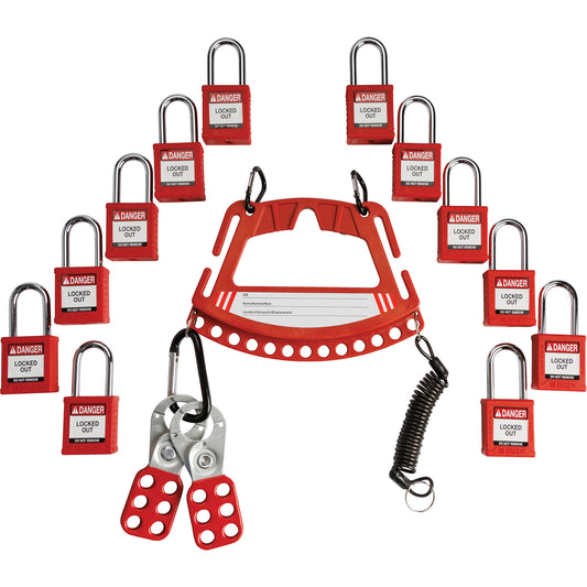 Brady Lock & Tag Carrier with Keyed Alike Nylon Safety Lockout Padlocks