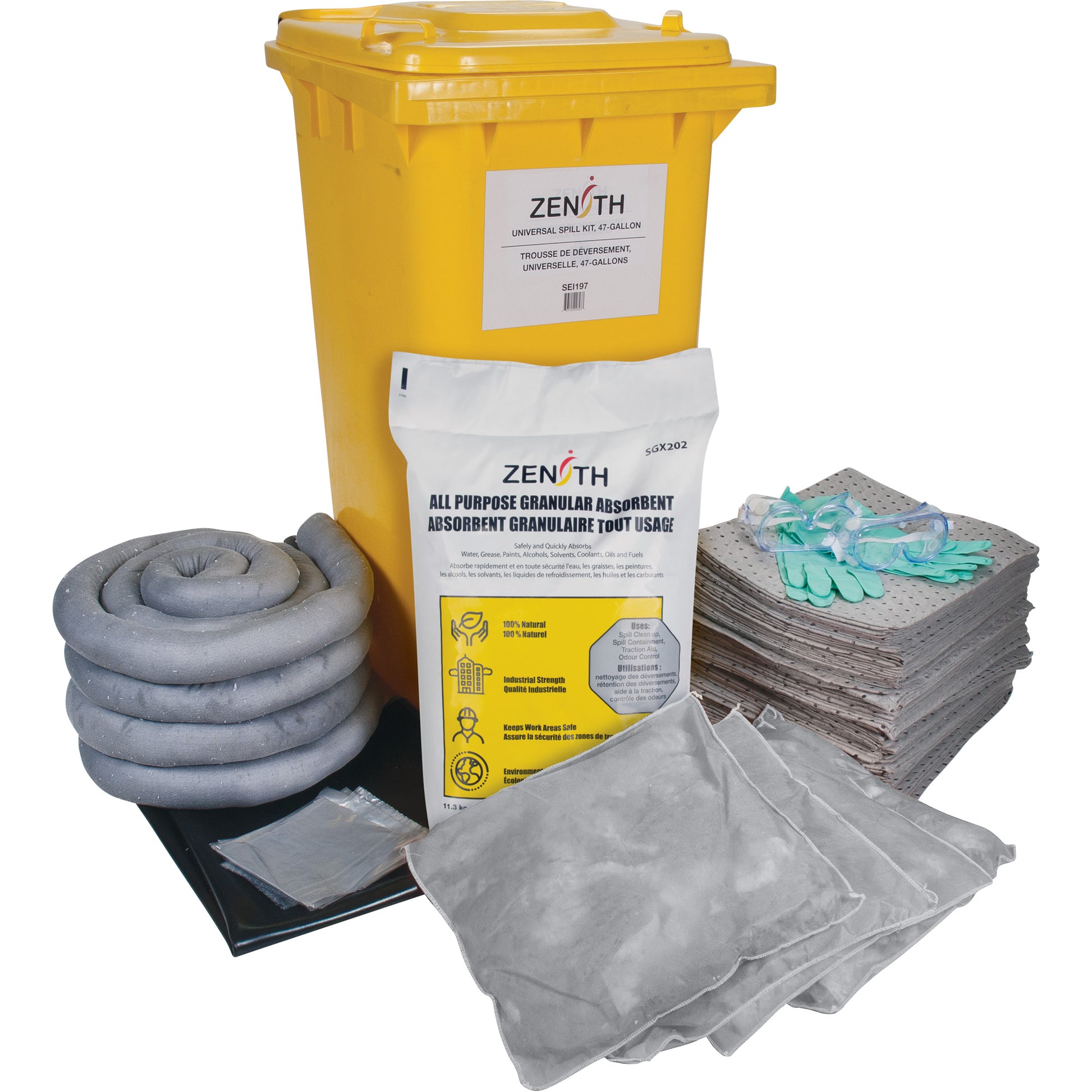 Zenith Safety Products Spill Kit, Universal, Bin, 63 US gal. Absorbancy