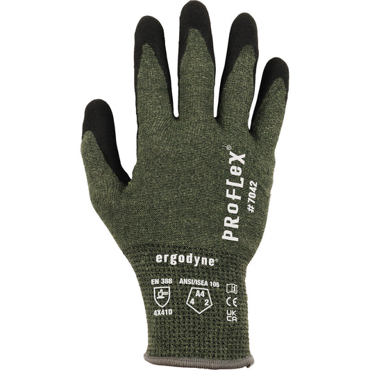 Ergodyne Proflex 7042 Cut-Resistant Gloves, Size X-Large, 18 Gauge, Nitrile Coated, Aramid Shell, ASTM ANSI Level A4/EN 388 Level D