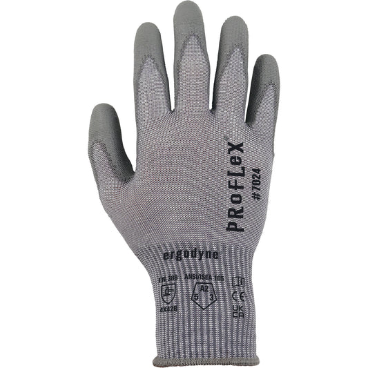 Ergodyne ProFlex 7024 Cut-Resistant Gloves, Size Medium, 13 Gauge, Polyurethane Coated, Polyester/HPPE/Spandex Shell, ASTM ANSI Level A2/EN 388 Level B