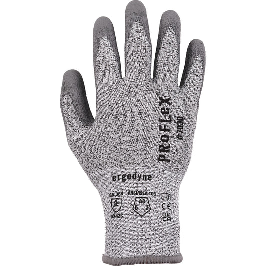 Ergodyne ProFlex 7030 Cut-Resistant Gloves, Size Medium, 13 Gauge, Polyurethane Coated, Nylon/HPPE/Spandex Shell, ASTM ANSI Level A3/EN 388 Level C