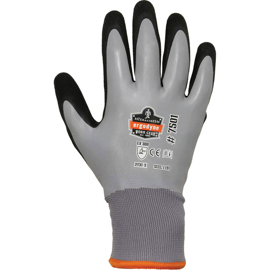 Ergodyne ProFlex 7501 Coated Waterproof Winter Work Gloves, X-Large, Nitrile/Latex Coating, 10/15 Gauge, Polyester Shell