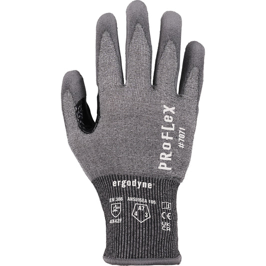 Ergodyne ProFlex 7071 PU Coated Cut-Resistant Gloves, Size X-Large, 18 Gauge, Polyurethane Coated, HPPE/Tungsten Shell, ASTM ANSI Level A7/EN 388 Level F