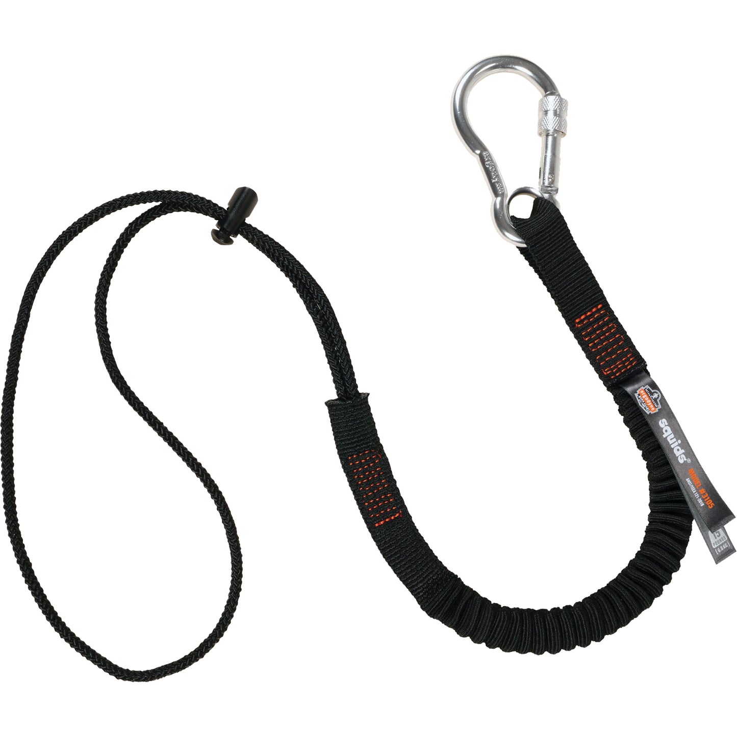 Ergodyne Squids 3105 Tool Lanyard, Bungee, Carabiner/Loop