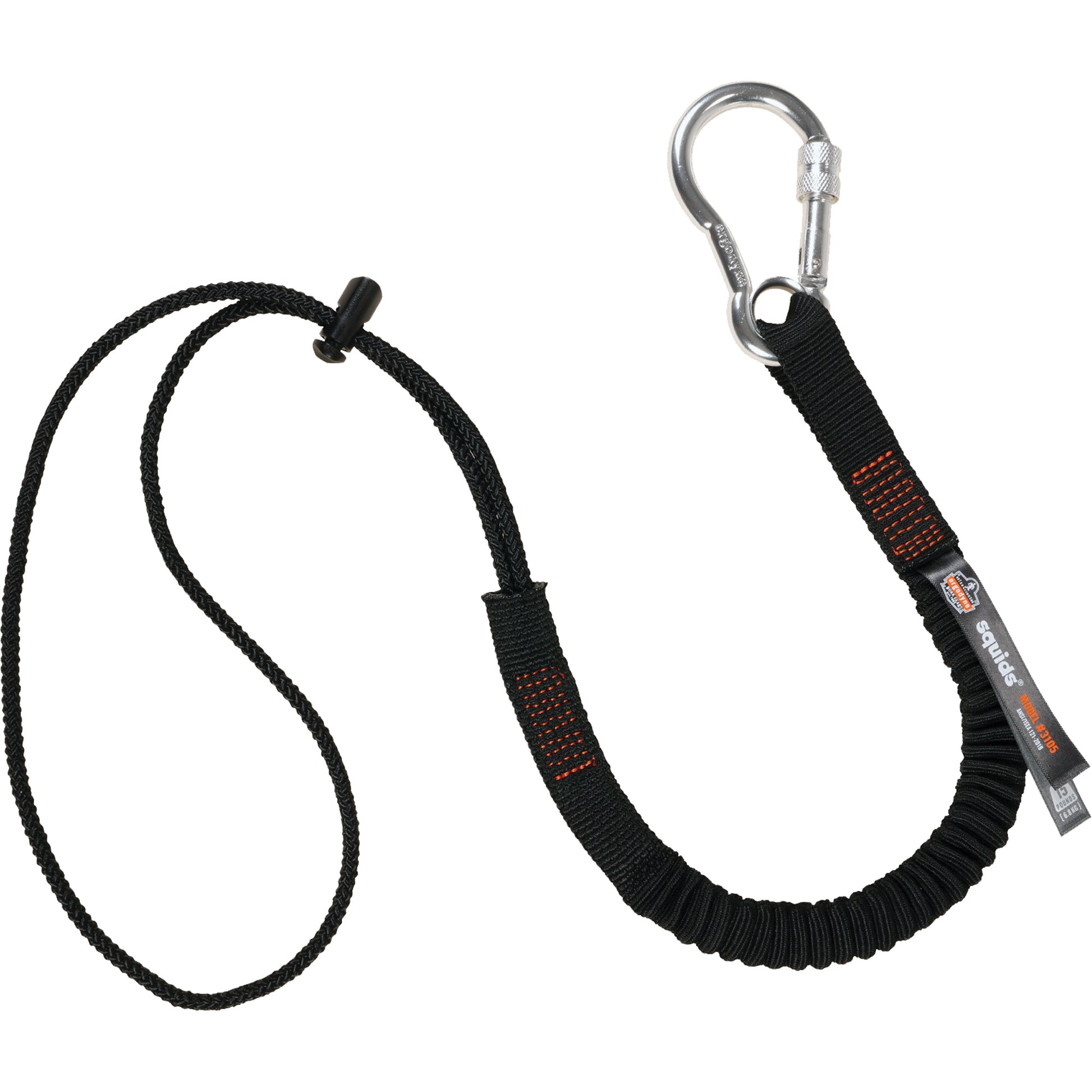 Ergodyne Squids 3105 Tool Lanyard, Bungee, Carabiner/Loop