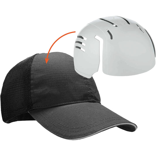 Ergodyne Skullerz 8946 Standard Baseball Cap with Bump Cap Insert, Black