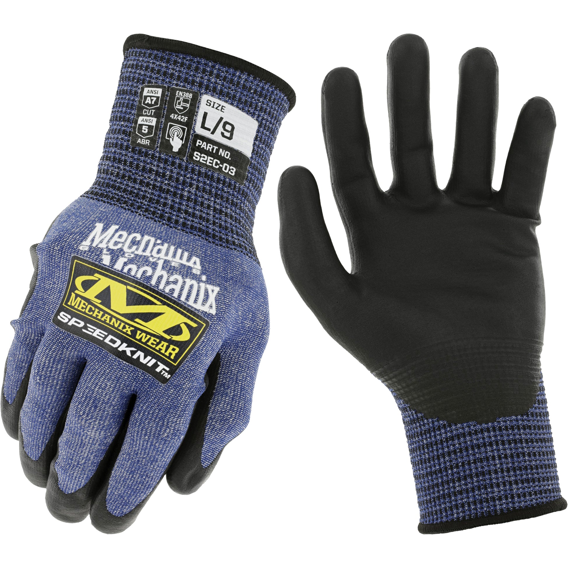 Mechanix Wear Speedknit™ S2EC03 Cut-Resistant Gloves, Size Medium/8, 18 Gauge, Urethane Coated, HPPE/Tungsten Shell, ASTM ANSI Level A7/EN 388 Level F