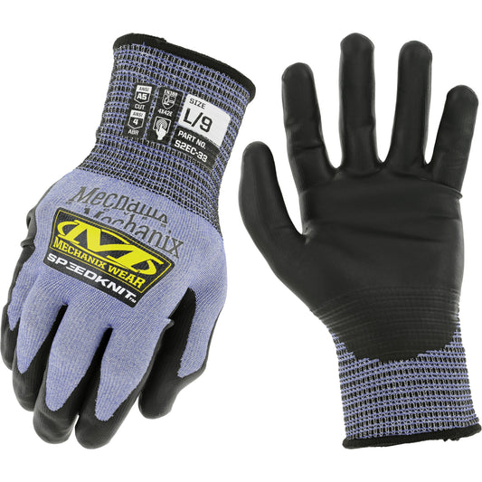 Mechanix Wear Speedknit™ S2EC33 Cut-Resistant Gloves, Size Large/9, 18 Gauge, Urethane Coated, HPPE/Tungsten Shell, ASTM ANSI Level A5/EN 388 Level D