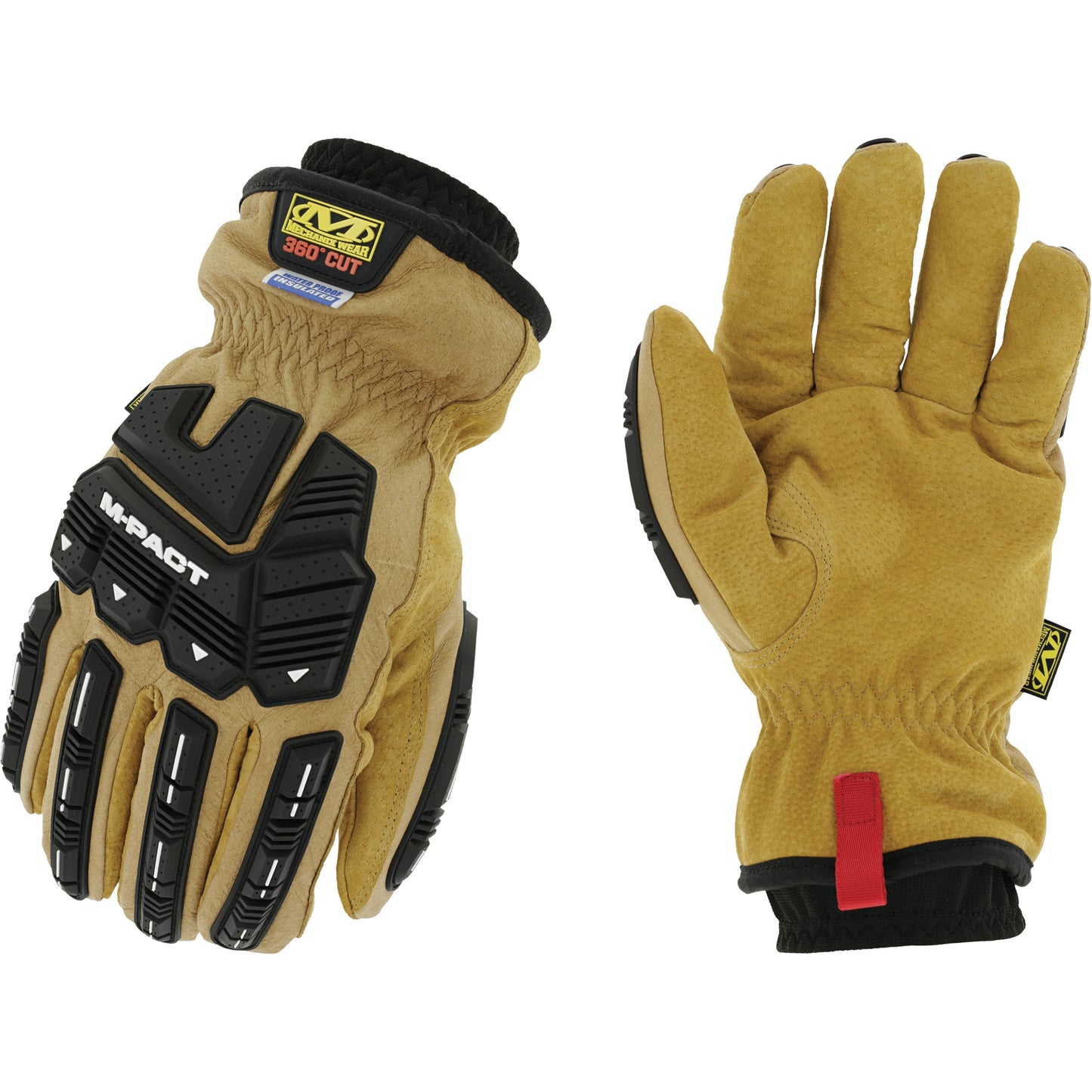 Mechanix Wear Coldwork™ Waterproof M-Pact® Driver Gloves, 11, Grain Leather Palm, Elastic Cuff