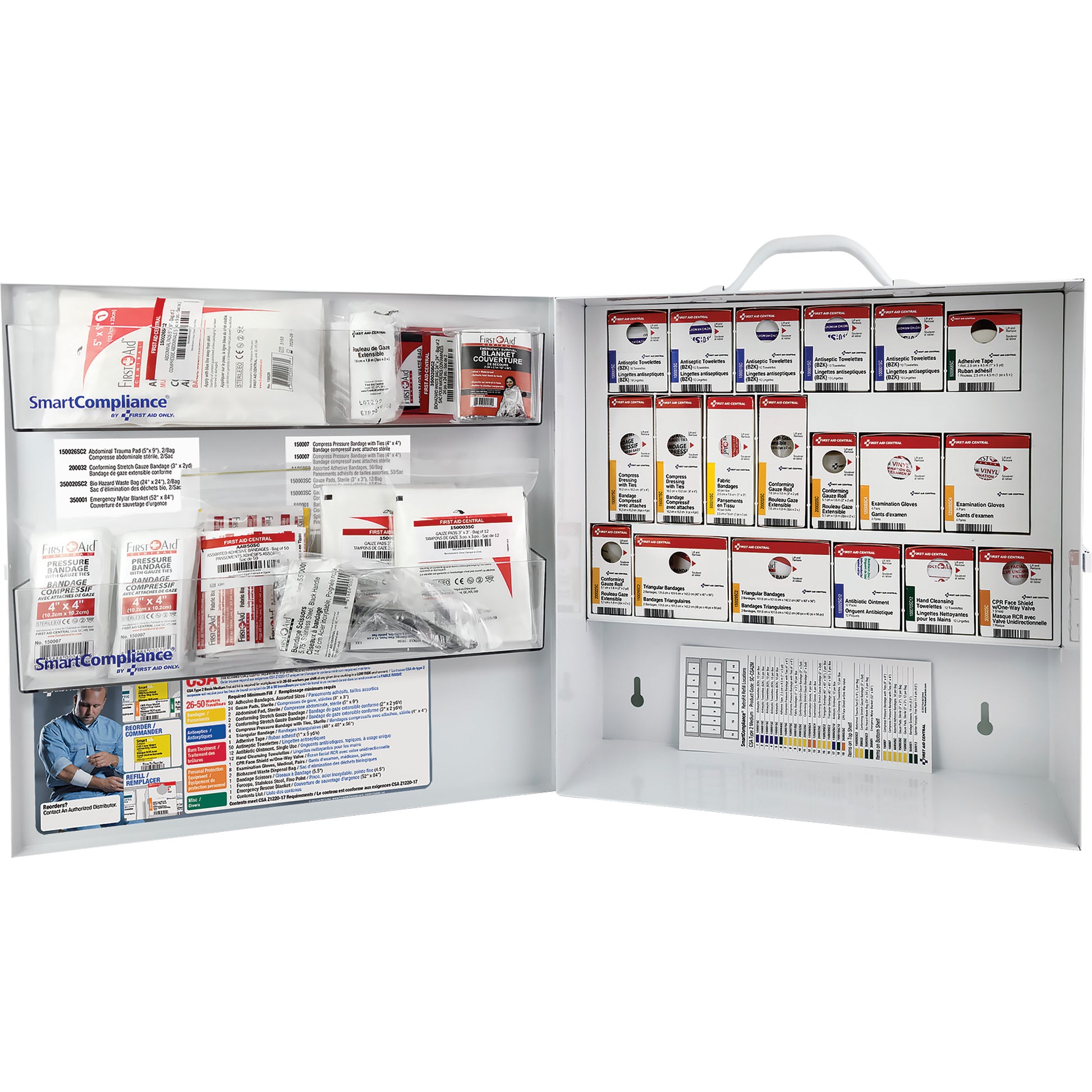 First Aid Central SmartCompliance®  First Aid Cabinet, Meets CSA Z1220-17 Type 2 Low-Risk Environment, Medium (26-50 Workers)