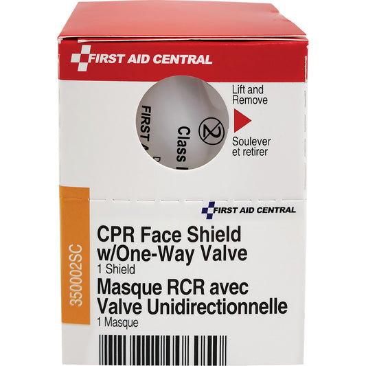 First Aid Central SmartCompliance® Refill CPR Faceshield with One-Way Valve, Single Use Faceshield, Class 2