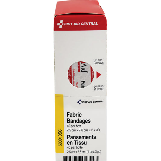 First Aid Central SmartCompliance® Refill Adhesive Bandages, Rectangular/Square, 3", Fabric, Non-Sterile
