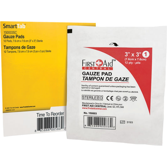 First Aid Central SmartCompliance® Refill Gauze, Pad, 3" L x 3" W, Sterile, Medical Device Class 1