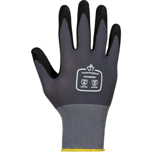Superior Glove Works Ltd. Dexterity® High-Abrasion Gloves, 8/Medium, Foam Nitrile Coating, 15 Gauge, Nylon/Cotton Shell