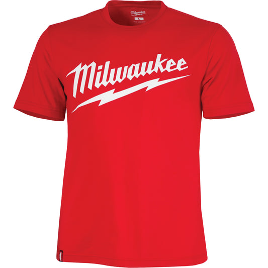 Milwaukee Heavy-Duty Short-Sleeved T-Shirt with Milwaukee® Logo, Men's, Large, Red