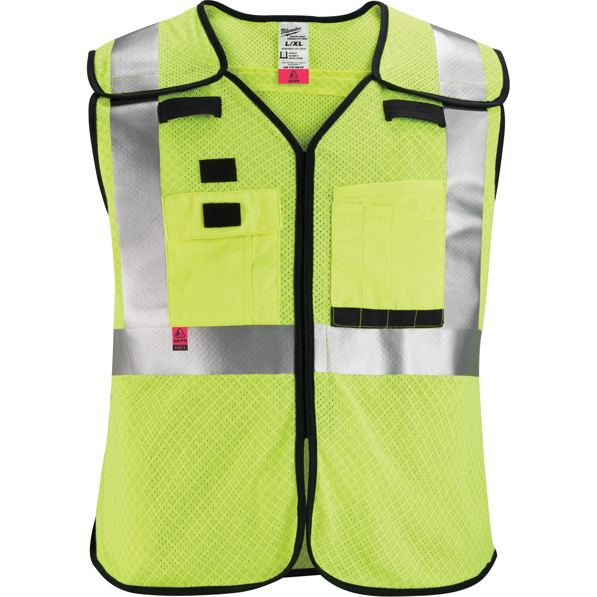 Milwaukee Breakaway Mesh Safety Vest, Black/High Visibility Lime-Yellow, Medium/Small