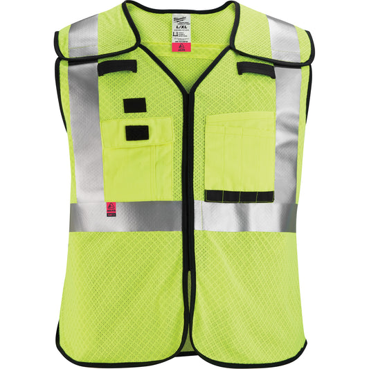 Milwaukee Breakaway Mesh Safety Vest, Black/High Visibility Lime-Yellow, Medium/Small
