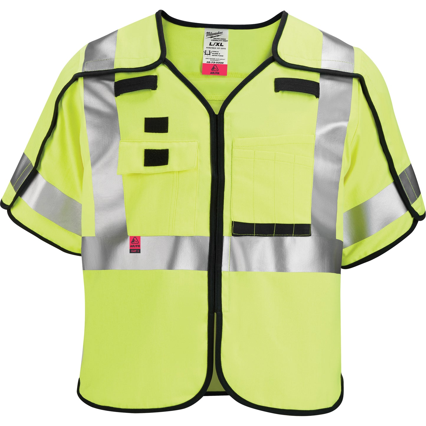Milwaukee Breakaway Mesh Safety Vest, Black/High Visibility Lime-Yellow, Large/X-Large