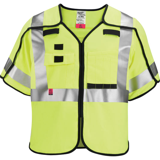 Milwaukee Breakaway Mesh Safety Vest, Black/High Visibility Lime-Yellow, Large/X-Large