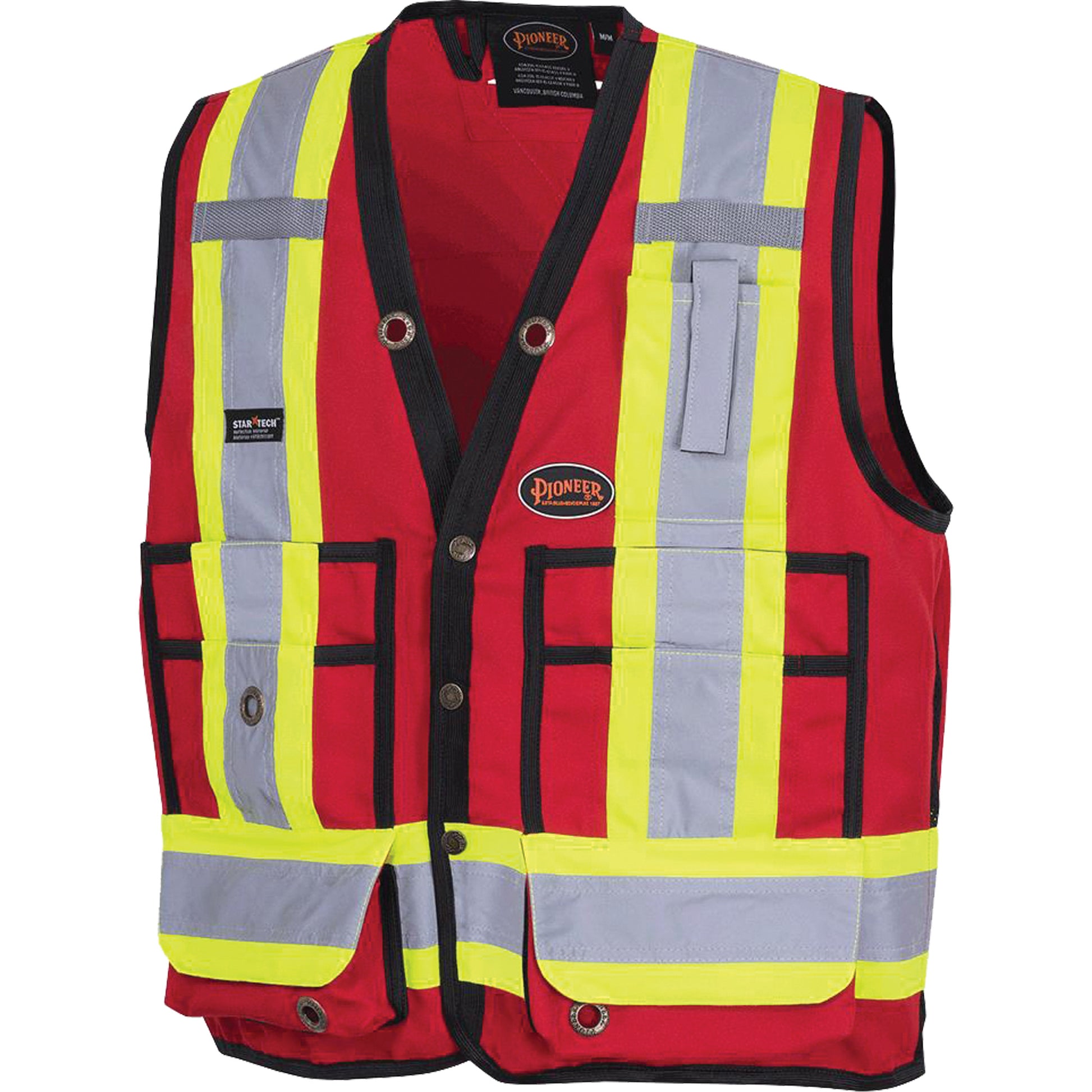 Pioneer 6683 Surveyor's Safety Vest, Red, Small, Polyester