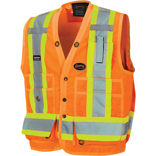 Pioneer 6692 Surveyor's Safety Vest, High Visibility Orange, 3X-Large, Polyester