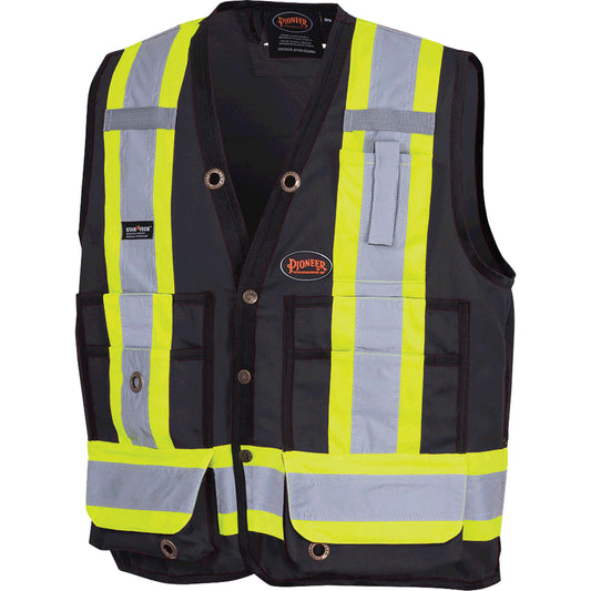 Pioneer 6692BK Surveyor's Safety Vest, Black, Medium, Polyester