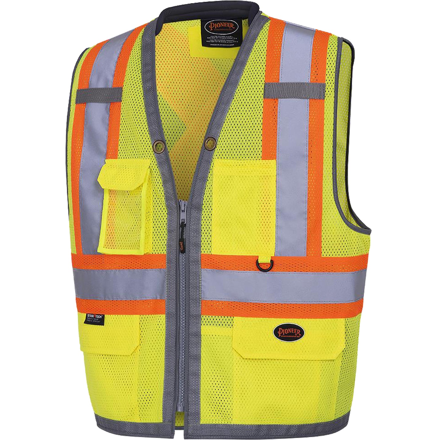 Pioneer 6675 The Rock Mesh Surveyor's Vest, High Visibility Lime-Yellow, Large, Polyester