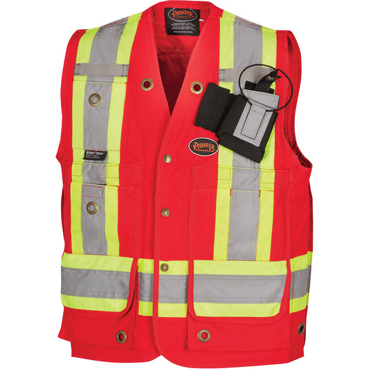 Pioneer 694 Surveyor/Supervisor's Vest, Red, Large, Cotton