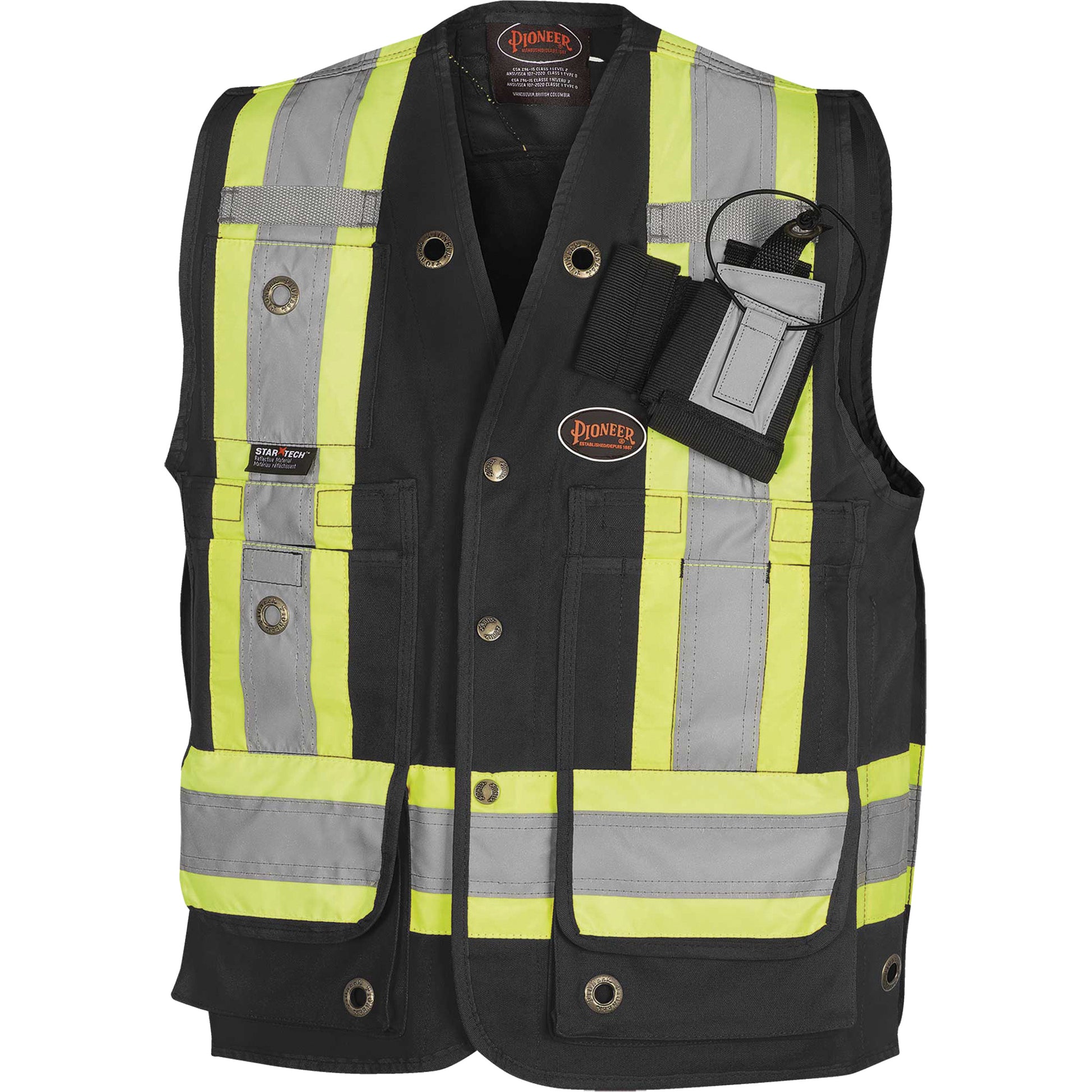 Pioneer 694BK Surveyor/Supervisor's Vest, Black, 2X-Large, Cotton