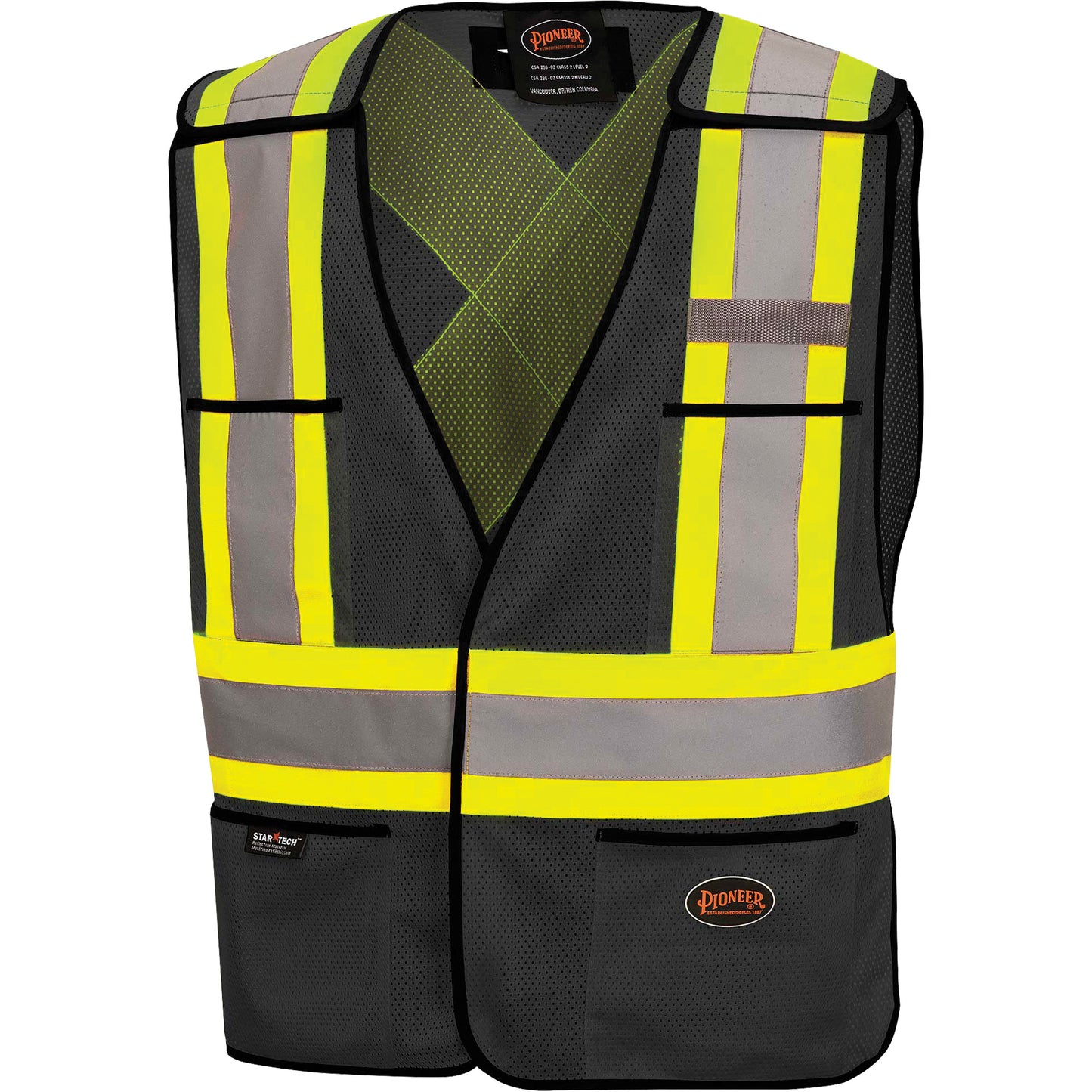 Pioneer 6927BK Tear-Away Safety Vest, Black, Polyester