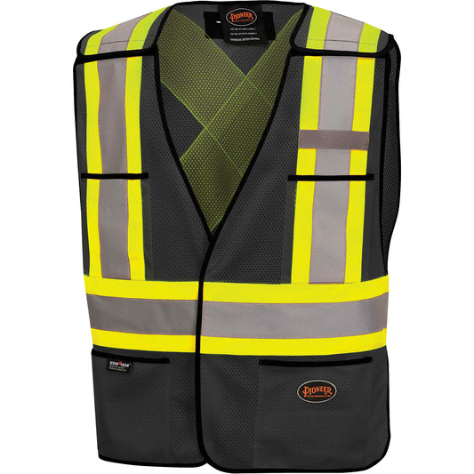 Pioneer 6927BK Tear-Away Safety Vest, Black, Polyester
