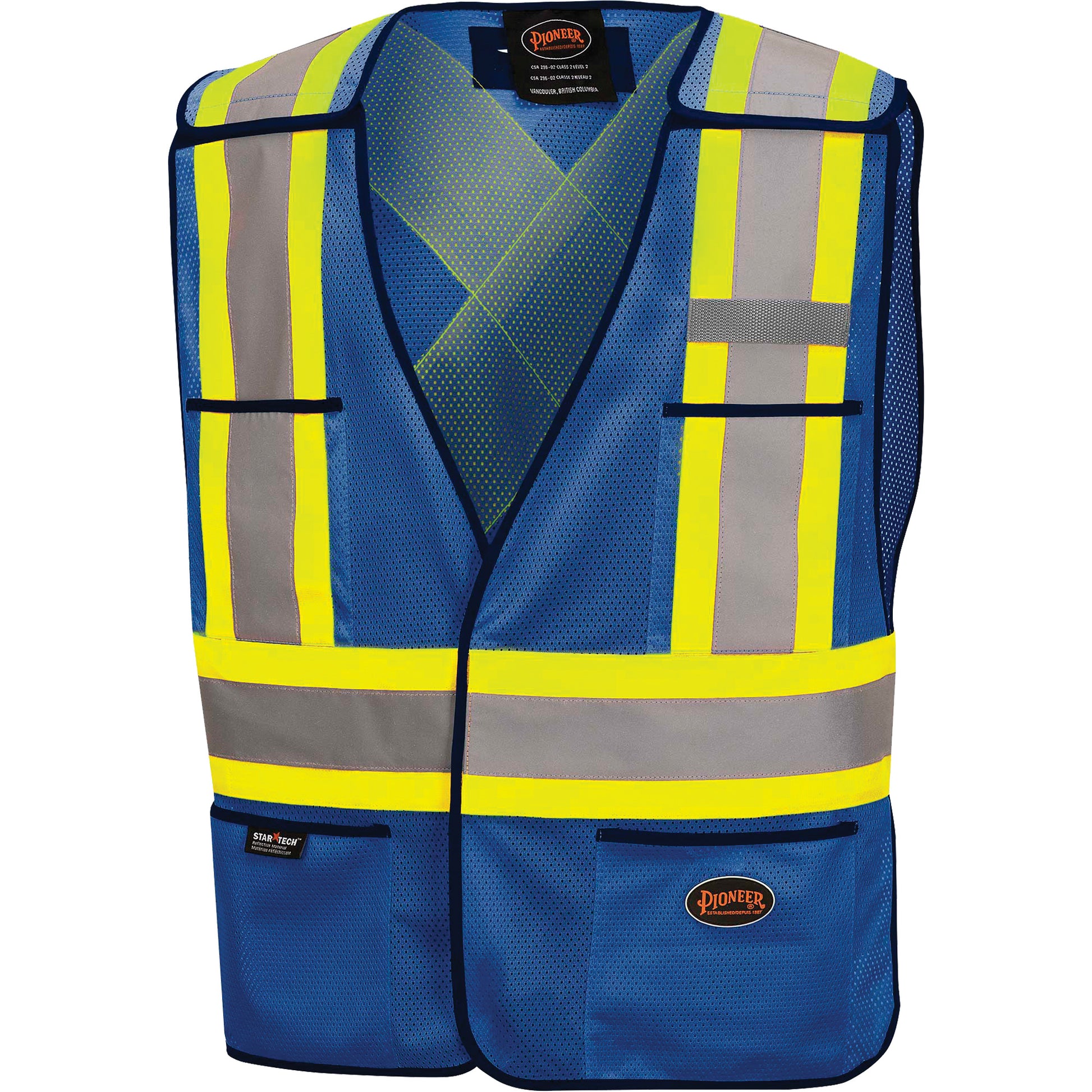 Pioneer 6927RB Tear-Away Safety Vest, Royal Blue, Polyester