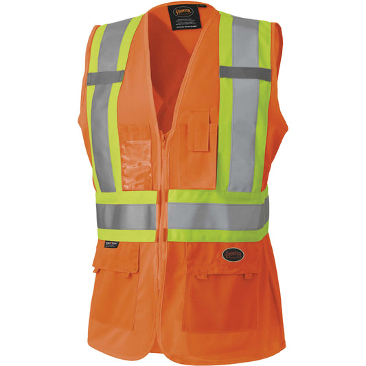 Pioneer 136 Women's Safety Vest, High Visibility Orange, 2X-Large, Polyester