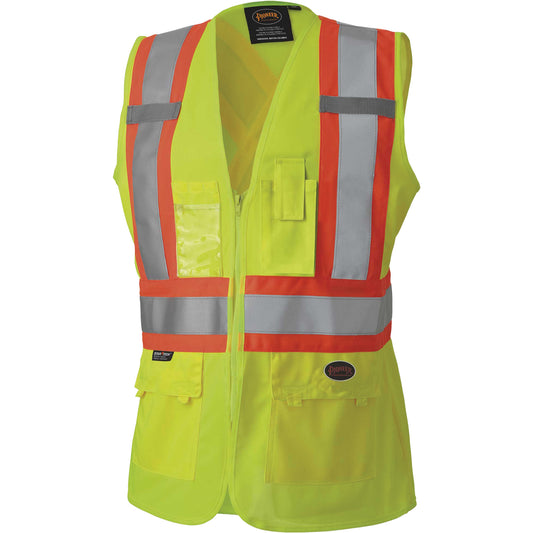 Pioneer 139 Women's Safety Vest, High Visibility Lime-Yellow, Large, Polyester