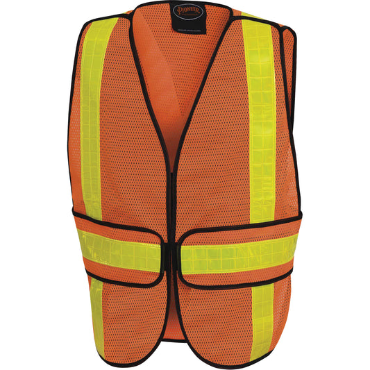 Pioneer 592A All-Purpose Mesh Safety Vest, High Visibility Orange, Polyester