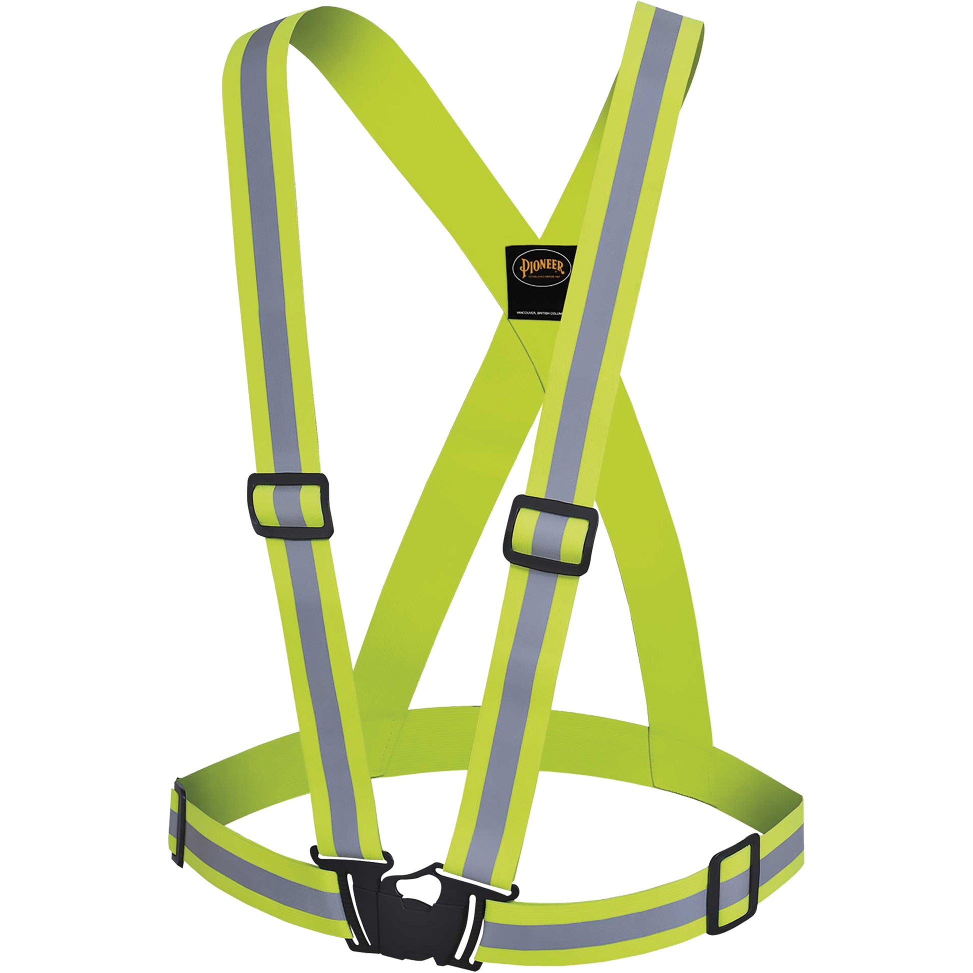 Pioneer 5497 Safety Sash, High Visibility Lime-Yellow, Silver Reflective Colour, One Size