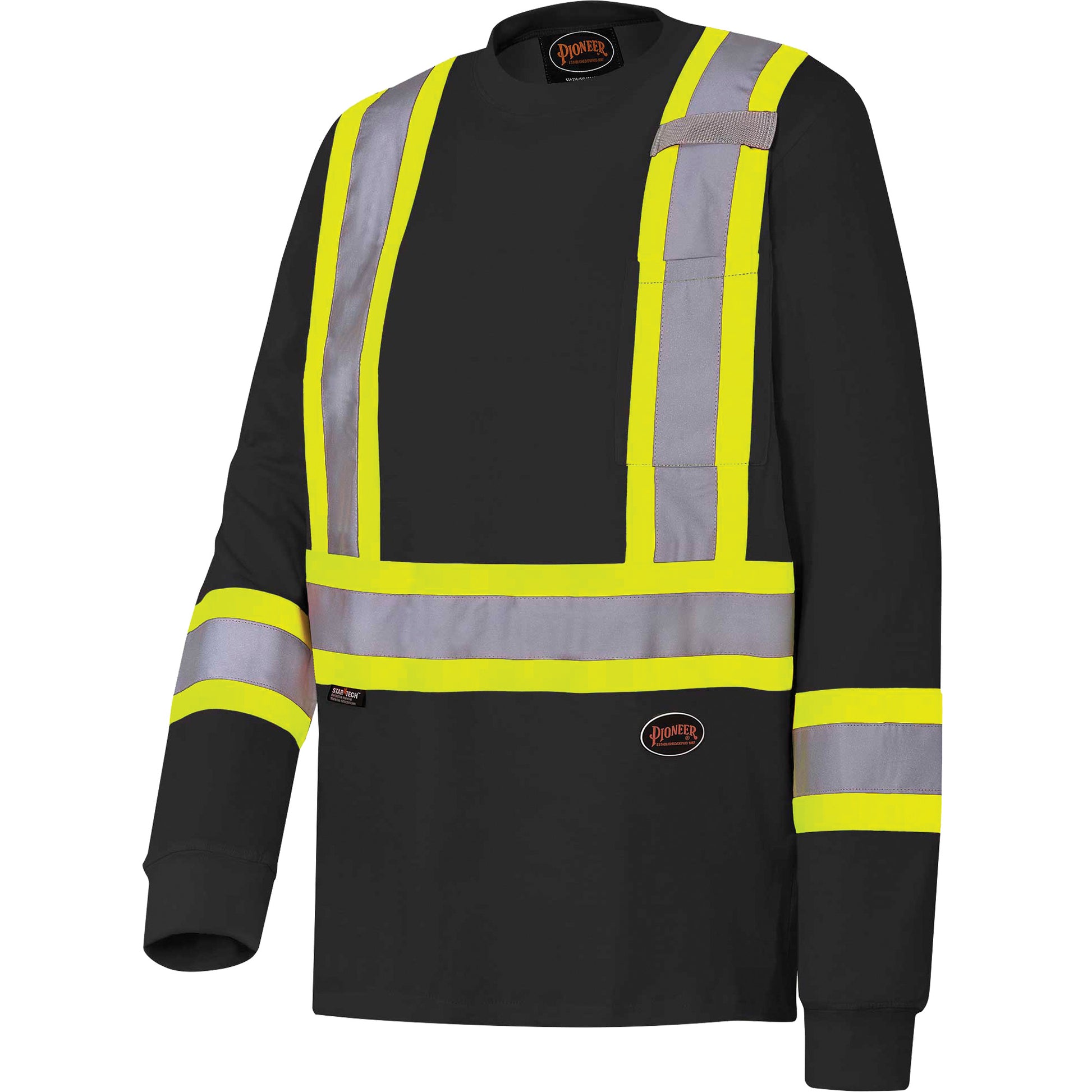 Pioneer 6983 Long-Sleeved Safety Shirt, Cotton, X-Small, Black