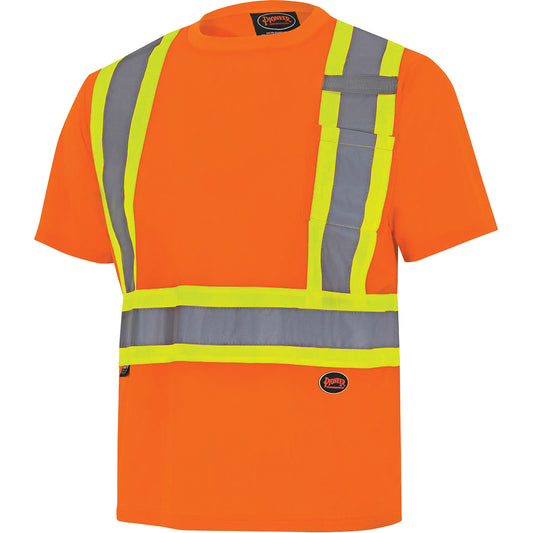 Pioneer 6990 Bird's-Eye Safety Shirt, Polyester, X-Small, High Visibility Orange